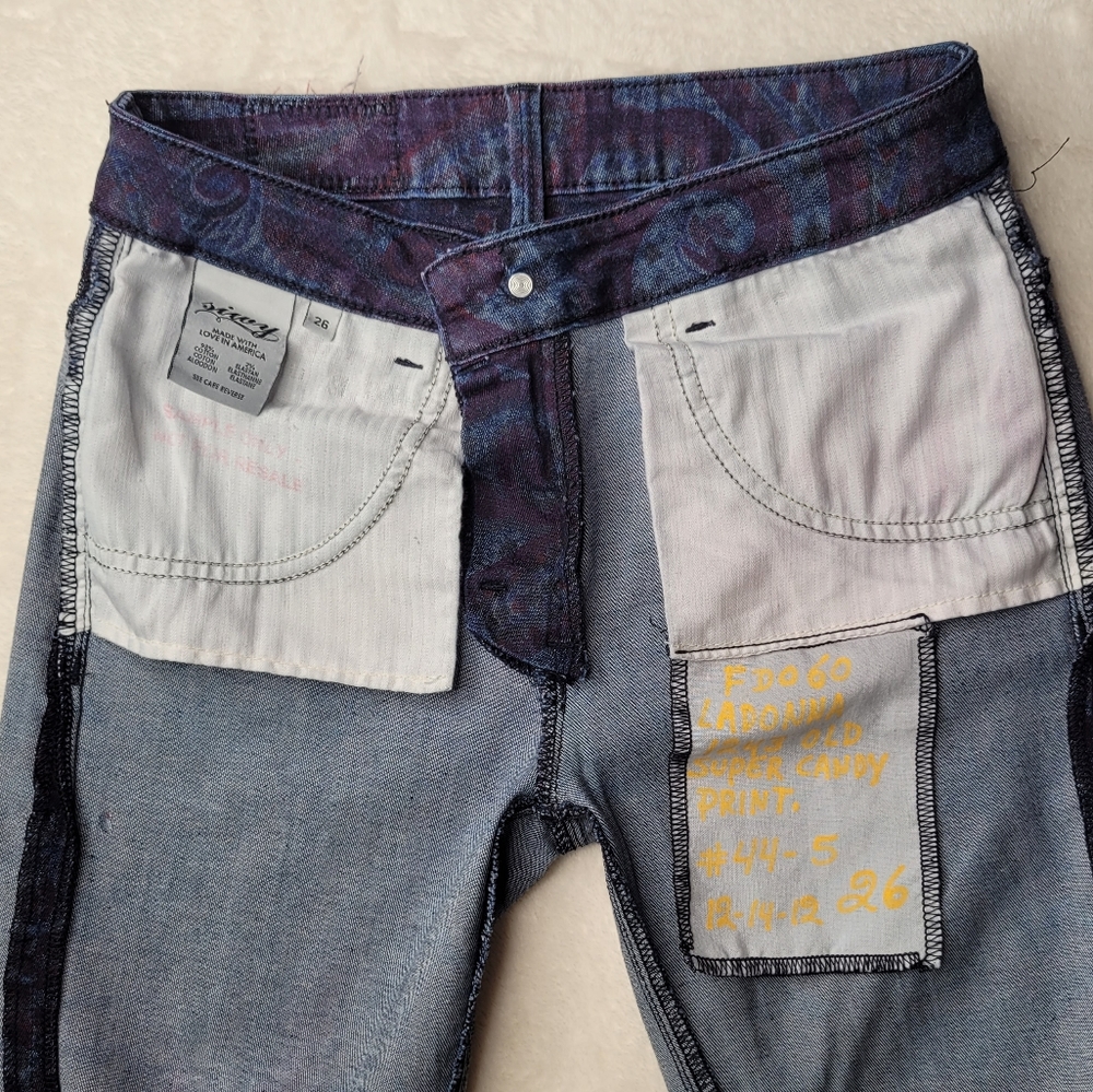 SIWY Mid Rise Seamless Dark Wash Paisley pattern Skinny Jeans Size 26 - Picture 9 of 9